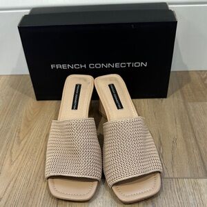 French Connection Tan Textured Mules